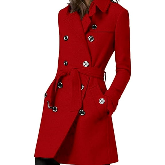 Women's Waist High Double Overcoat With Belted Design For Winter Fashion" Warm Colorful Winter Jackets Formal Fall Jackets for Women Heavy Overcoat Womens Winter Jackets Cold Weather Womens Winter