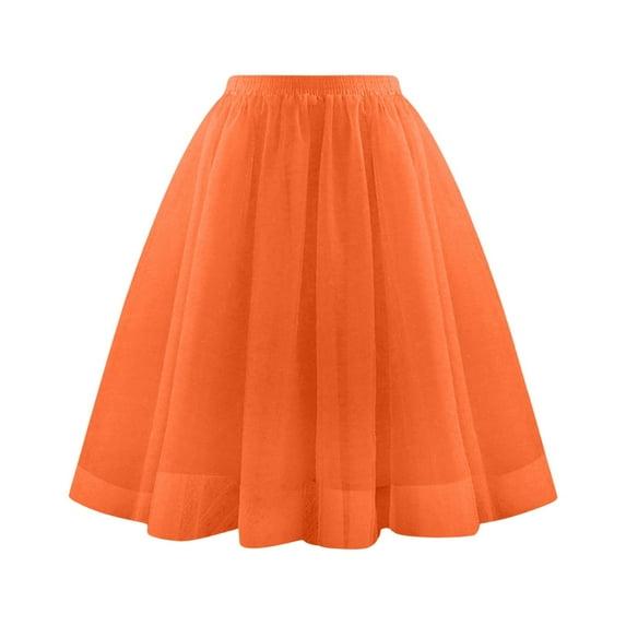 Women's Waist Pleated Mesh Skirt - Soft Drape Mid-Length A-Line, Polyester, Casual Style, S-XL