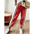 thumbnail image 1 of Women's Waist Tie Tapered Pants, Side Stripe Cropped Trousers with Pockets for Everyday, Casual, Gym & Athleisure Wear, 1 of 4