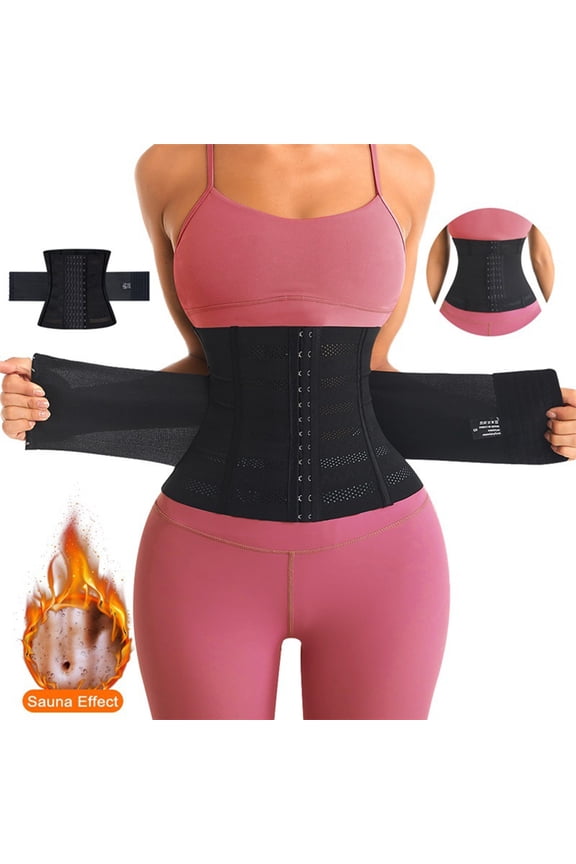 Women's Waist Trainer, Breathable Elastic Corset Waist, Corset for Everyday Shapewear, Tummy Control Body Shaper with Adjustable Hooks (80-88kg, Black)