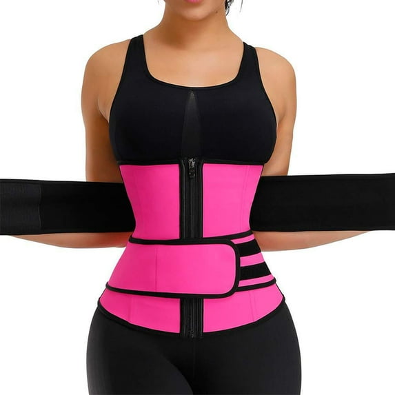 Women's Waist Trainer Corset Trimmer Double Belt Slimming Body Shaper Zipper Sport Girdle