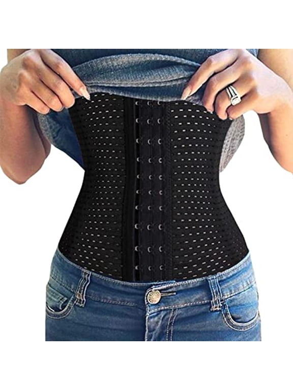 Women's Waist Trainer Corset for Weight Loss Steel Boned Shapewear Belt Tummy Control Body Shaper with Adjustable Hooks