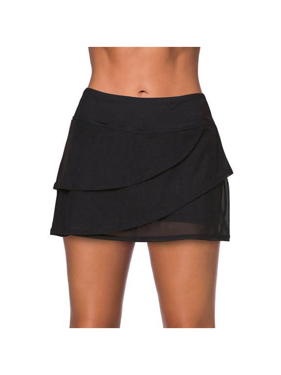 Women's Waistband Layered Swimdress Ruffle Swim Skirt Swimsuit Bottom