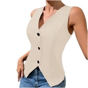 Womens Waistcoat V Neck Sleeveless Button Up Vest Jackets Dressy Suit Tops