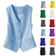 thumbnail image 1 of Women's Waistcoat Vest V Neck Button Down Blazer Jacket (BU2 XXL), 1 of 4