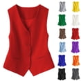 thumbnail image 1 of Women's Waistcoat Vest V Neck Button Down Blazer Jacket (RD1 S), 1 of 4