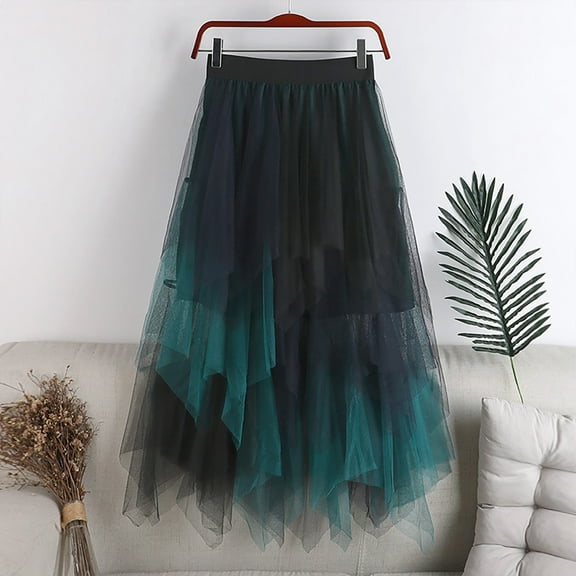 Women's Waisted Layer Irregular Mesh Stitching Cake Skirt Mid Length Half Skirt Plaid Skirts Poodle Skirts Two Piece Skirt Set for Women Extra Long Twin Bed Skirt Trailer Skirting Sequin Pencil Skirts