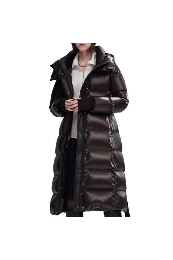 Women's Waisted Mid-Length Siberian Goose Down Jacket With Back Heating