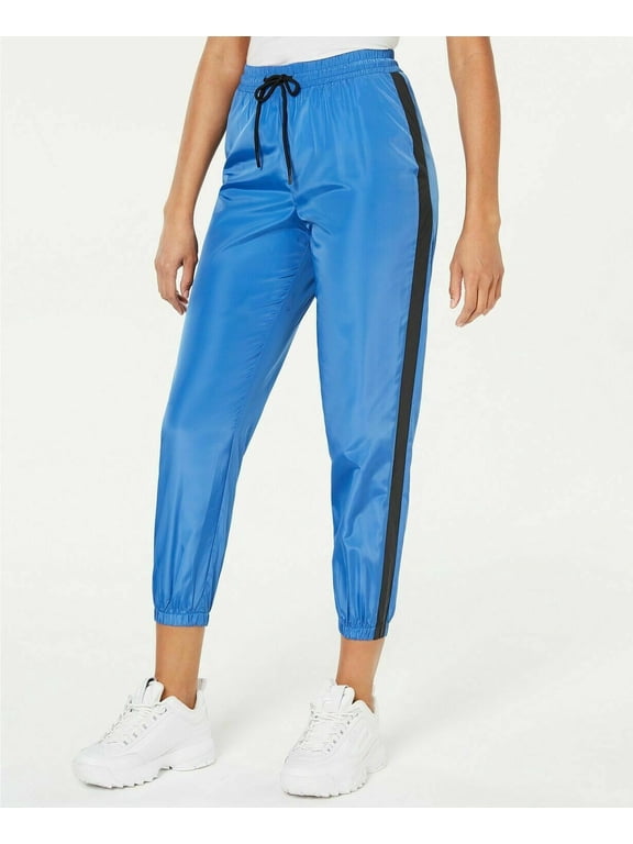 Women's Waisted Parachute Cropped Jogger Track Pants Royal Blue B4HP (L)