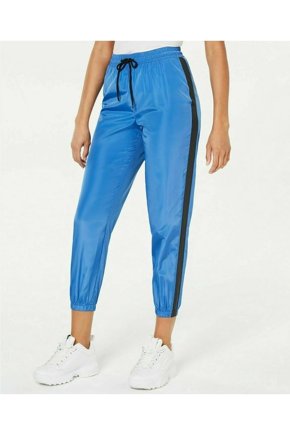 Women's Waisted Parachute Cropped Jogger Track Pants Royal Blue B4HP (L)