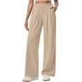 thumbnail image 1 of Women's Waisted Pull-On Stretchy Wide Leg Pants Business Casual Work Dress Trousers with Pockets, 1 of 5