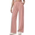 thumbnail image 1 of Women's Waisted Pull-On Stretchy Wide Leg Pants Business Casual Work Dress Trousers with Pockets, 1 of 7