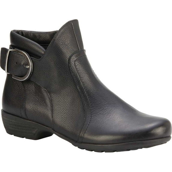 Women's Walking Cradles Ender Ankle Bootie Black Tumbled Leather 11 W