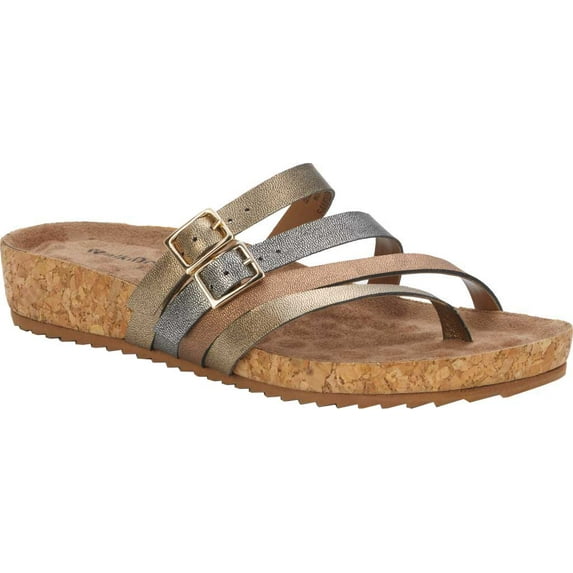 Women's Walking Cradles Penelope Strappy Wedge Sandal Metallic Multi Leather 11 N