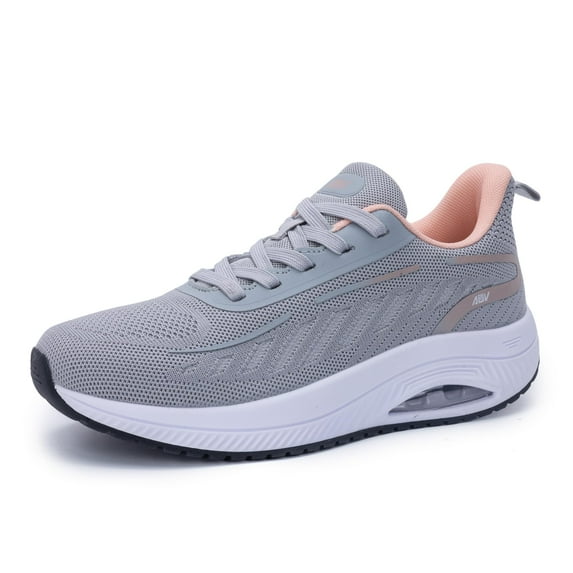 Women's Walking Shoes Arch Support Casual Tennis Shoes Gym Workout Orthotic Fashion Sneakers for Plantar Fasciitis Pain Relief GreyPink Size 7