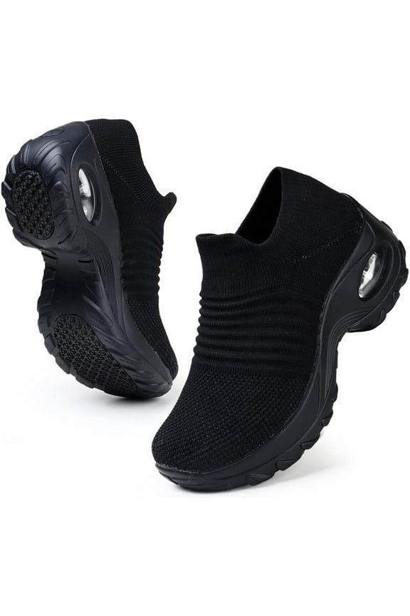 Women's Walking Shoes Arch Support Non Slip Work Shoes Breathable Knit Upper Lightweight for Plantar Fasciitis