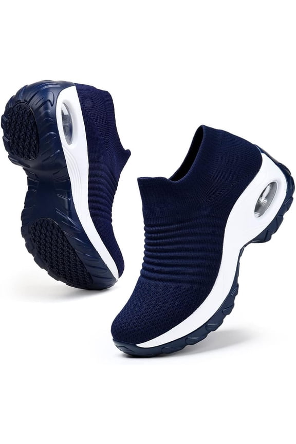 Women's Walking Shoes Arch Support Non Slip Work Shoes Breathable Knit Upper Lightweight for Plantar Fasciitis