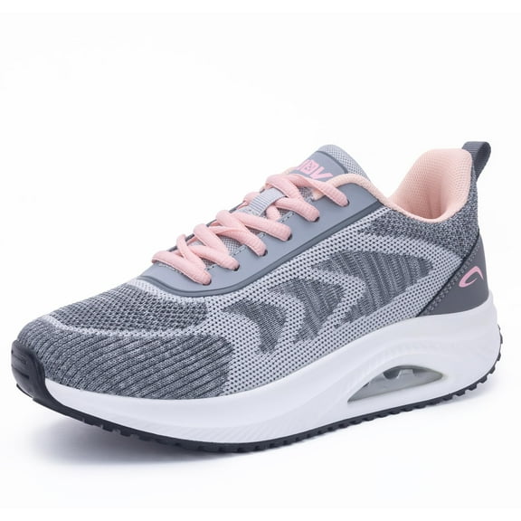 Women's Walking Shoes Arch Support Orthotic Tennis Shoes Plantar Fasciitis Sneakers for Pain Relief GreyPink Size 7.5