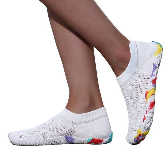 Women's Walking Shoes, Breathable Quick Dry Five Toe Water Shoes with Slip on Design and Non Slip Sole, Lightweight Comfortable Aqua Socks for Beach Swimming Surfing