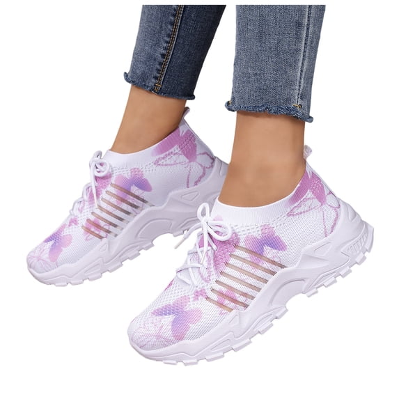 Women's Walking Shoes Composite Toe Work Barefoot Sneakers Shoes Breathable Flexible Fashion Sneakers for Daily Wear Purple Size 7