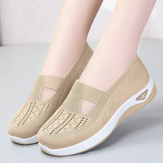 Women's Walking Shoes New Wove Breathable Soft Orthopedic Comfortable Slip-On Sneakers for Women Indoor Outdoor Casual Athletic Work Shoe
