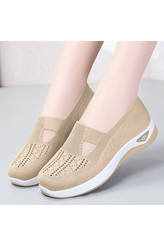 Women's Walking Shoes New Wove Breathable Soft Orthopedic Comfortable Slip-On Sneakers for Women Indoor Outdoor Casual Athletic Work Shoe