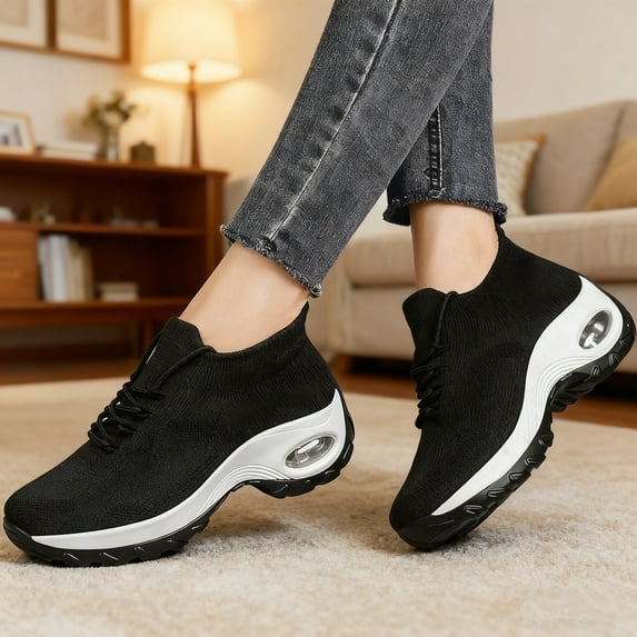 Women's Walking Shoes Sock Sneakers - Mesh Air Cushion Lady Girls Modern Jazz Dance Easy Shoes Platform Loafers