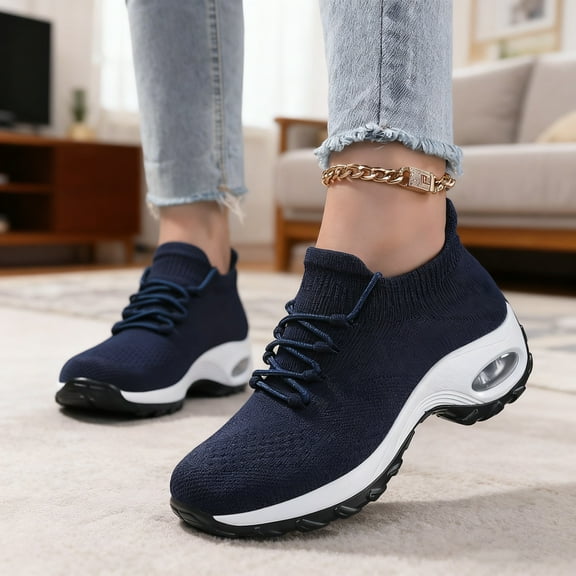 Women's Walking Shoes Sock Sneakers - Mesh Air Cushion Lady Girls Modern Jazz Dance Easy Shoes Platform Loafers