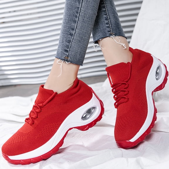 Women's Walking Shoes Sock Sneakers - Mesh Air Cushion Lady Girls Modern Jazz Dance Easy Shoes Platform Loafers