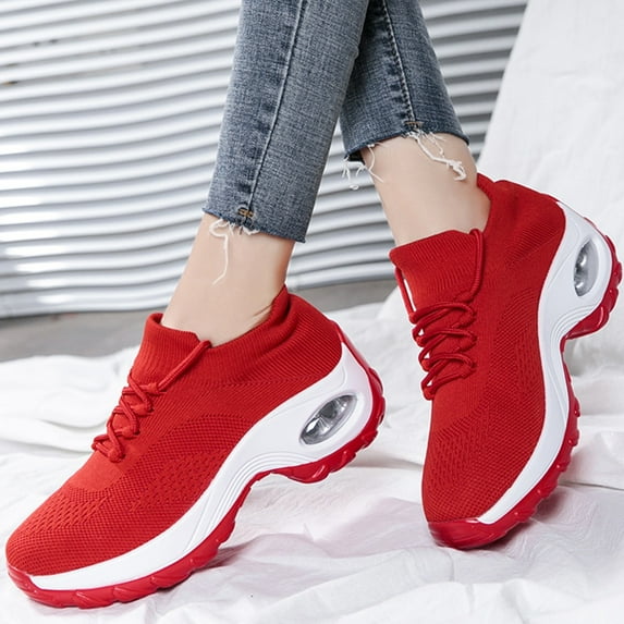 Women's Walking Shoes Sock Sneakers - Mesh Air Cushion Lady Girls Modern Jazz Dance Easy Shoes Platform Loafers
