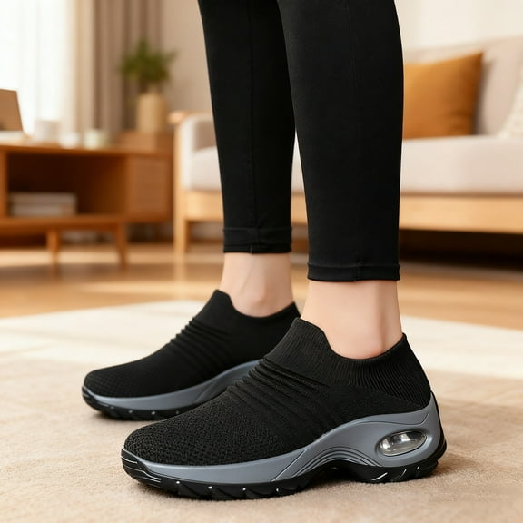 Women's Walking Shoes Sock Sneakers - Mesh Air Cushion Lady Girls Modern Jazz Dance Easy Shoes Platform Loafers