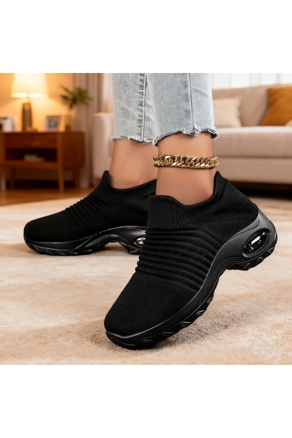 Women's Walking Shoes Sock Sneakers - Mesh Air Cushion Lady Girls Modern Jazz Dance Easy Shoes Platform Loafers