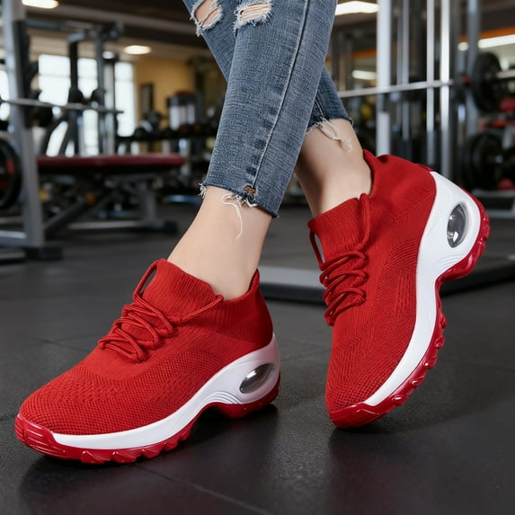 Women's Walking Shoes Sock Sneakers - Mesh Air Cushion Lady Girls Modern Jazz Dance Easy Shoes Platform Loafers