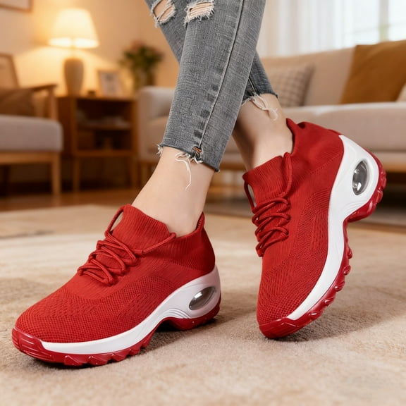 Women's Walking Shoes Sock Sneakers - Mesh Air Cushion Lady Girls Modern Jazz Dance Easy Shoes Platform Loafers