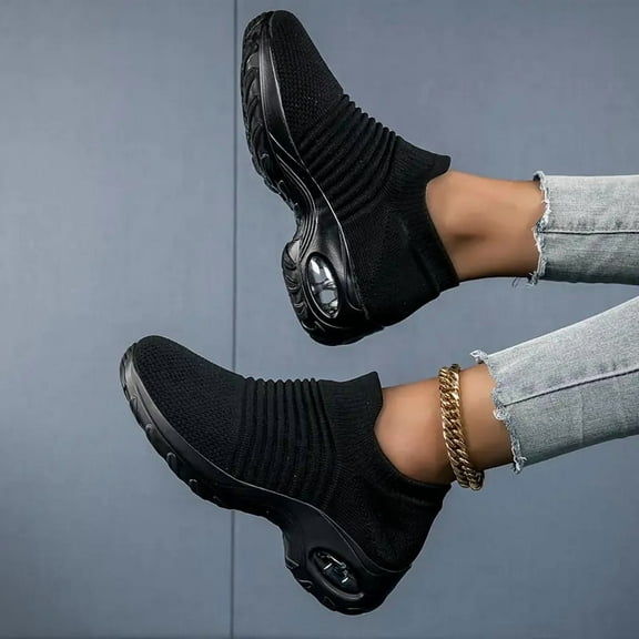 Women's Walking Shoes Sock Sneakers - Mesh Air Cushion Lady Girls Modern Jazz Dance Easy Shoes Platform Loafers