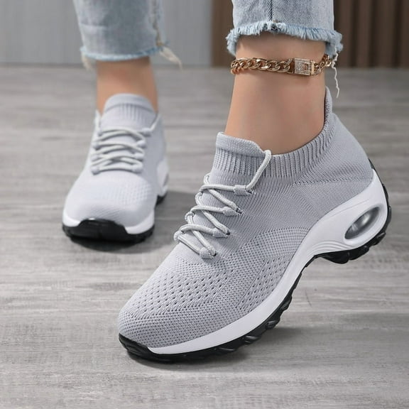 Women's Walking Shoes Sock Sneakers - Mesh Air Cushion Lady Girls Modern Jazz Dance Easy Shoes Platform Loafers