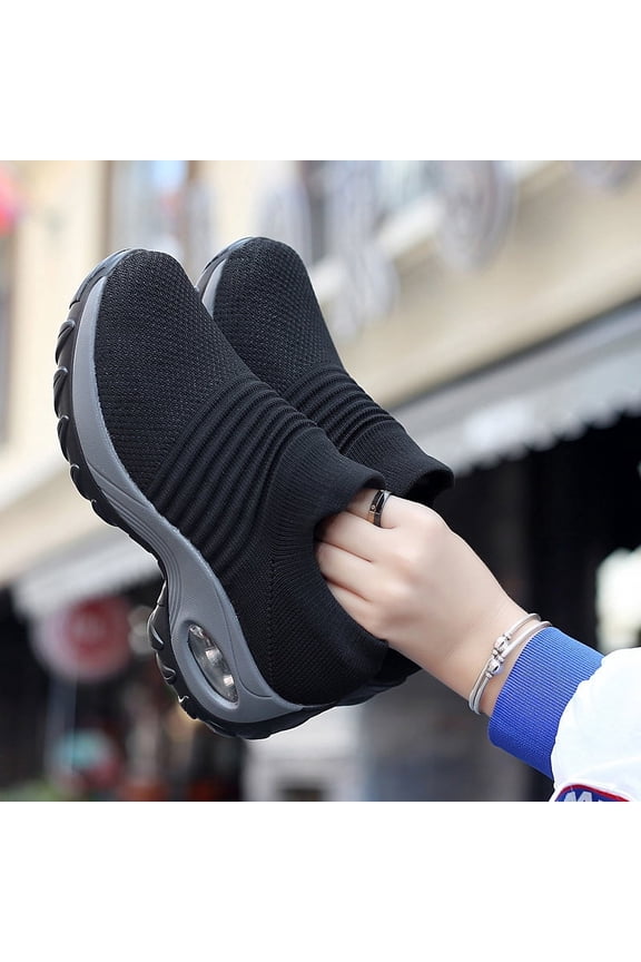 Women's Walking Shoes Sock Sneakers - Mesh Air Cushion Lady Girls Modern Jazz Dance Easy Shoes Platform Loafers