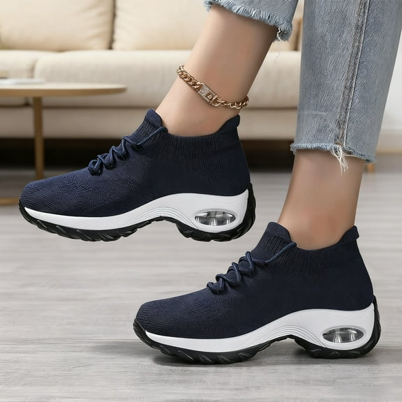 Women's Walking Shoes Sock Sneakers - Mesh Air Cushion Lady Girls Modern Jazz Dance Easy Shoes Platform Loafers
