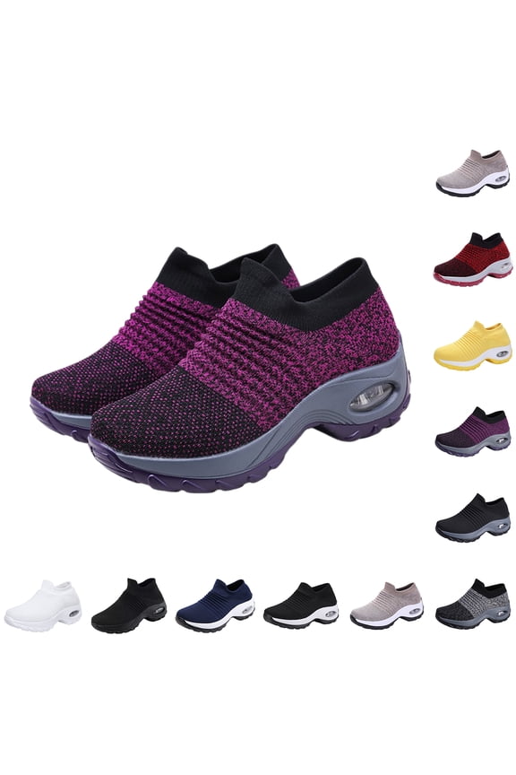 Women's Walking Shoes Sock Sneakers - Mesh Slip On Air Cushion Lady Girls Modern Jazz Dance Easy Shoes Platform Loafers,41