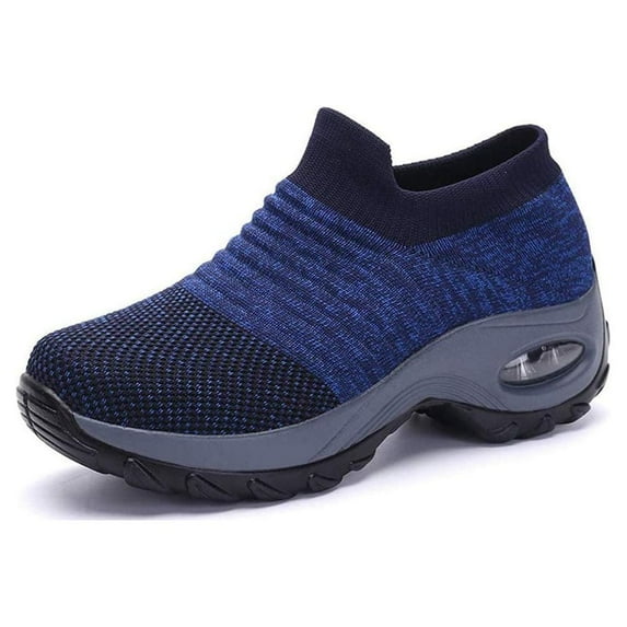 Women's Walking Shoes Sock Sneakers Mesh Slip On Air Cushion Nurse Shoes Platform Loafers