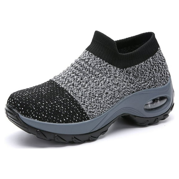 Women's Walking Shoes - Sock Sneakers Slip on Mesh Platform Air Cushion Athletic Shoes Work Nurse Comfortable