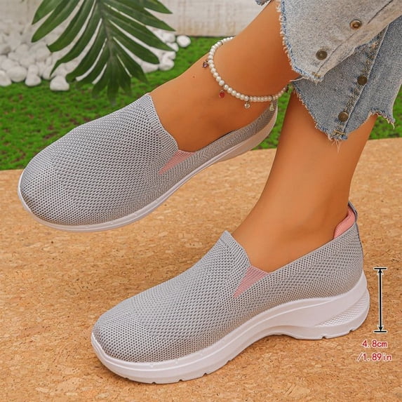 Women's Walking Shoes, Women Orthopedic Casual Sneakers with Arch Support and Breathable Knit Design, Slip on Lightweight Non Slip Shoes for Travel Vacation