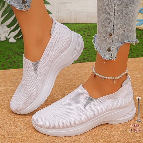 Women's Walking Shoes, Women Orthopedic Casual Sneakers with Arch Support and Breathable Knit Design, Slip on Lightweight Non Slip Shoes for Travel Vacation