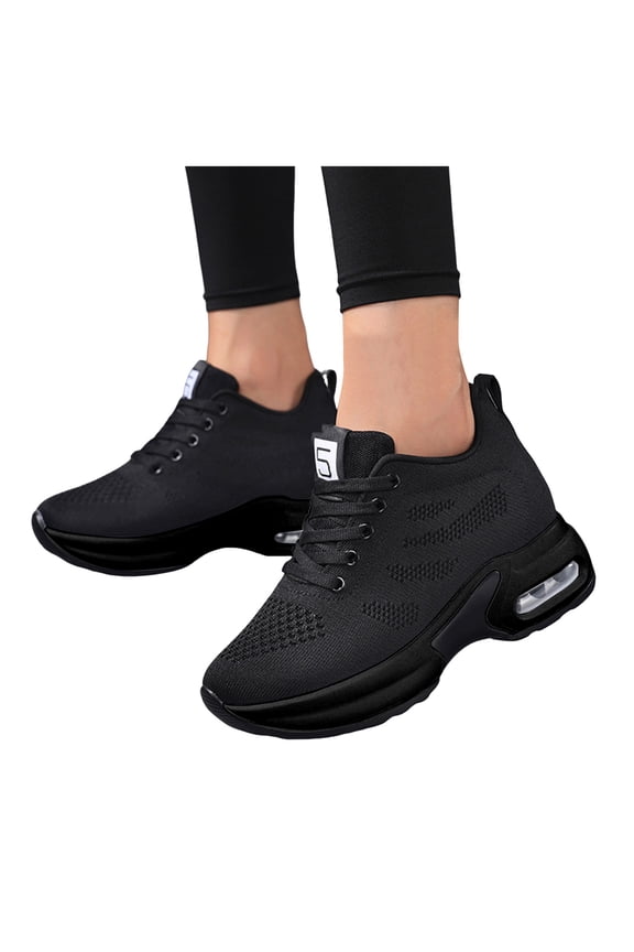 Women's Walking Shoes with Hidden High Heels Wedge Comfort Air Cushion Breathable Mesh Nurse Work Fashion Sneakers