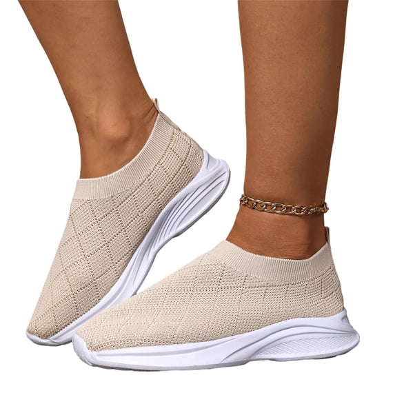 Women's Walking Sock Orthopedic Shoes Elastic Knit Lightweight Slip on Breathable Yoga Sneakers