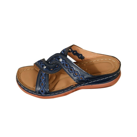 Women's Walking Wide Width Flat Sandals Arch Support Orthopedic Recovery Flats Sandals for Plantar Fasciitis