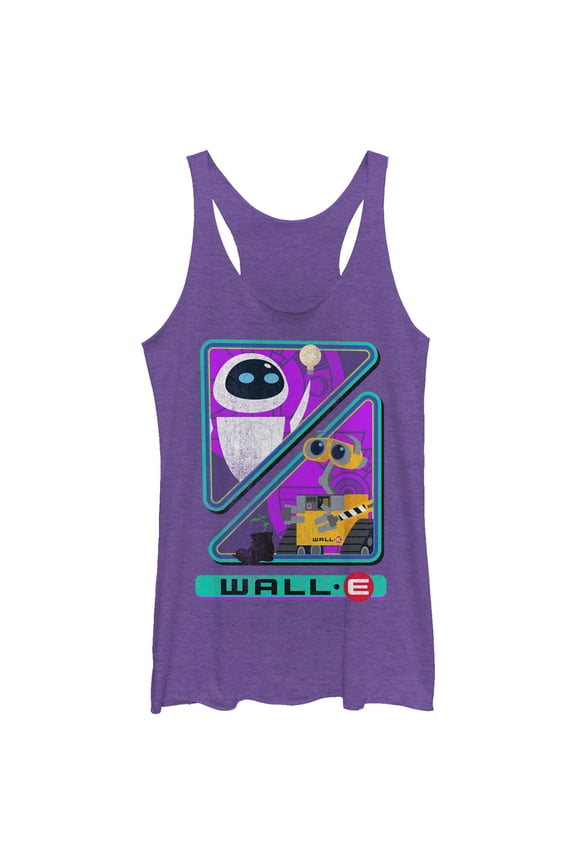 Women's Wall-E EVE Robot Triangle Racerback Tank Top Purple Heather Large