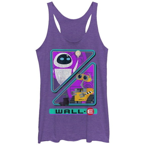 Women's Wall-E EVE Robot Triangle  Racerback Tank Top Purple Heather Small