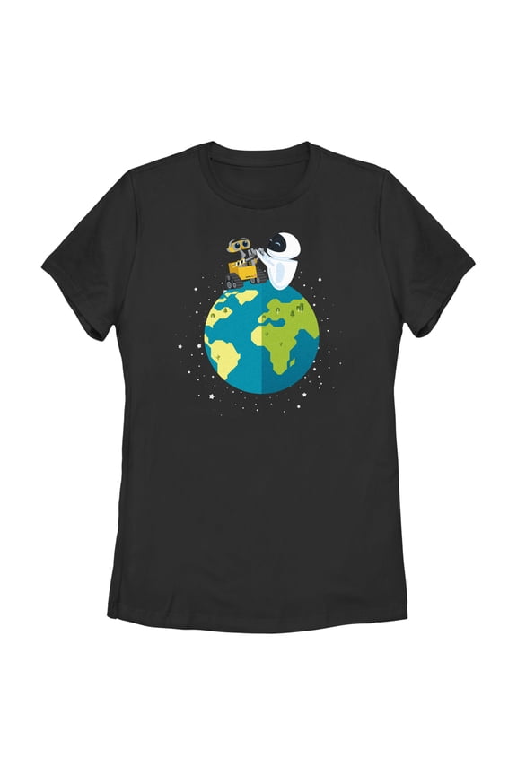 Women's Wall-E Earth Day Eco Robots Graphic Tee Black Medium