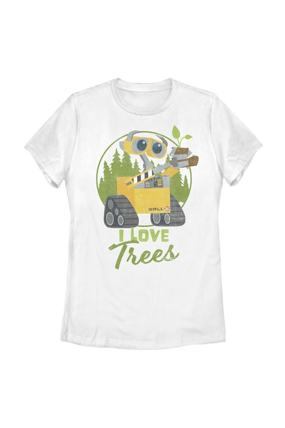 Women's Wall-E I Love Trees Graphic Tee White 2X Large